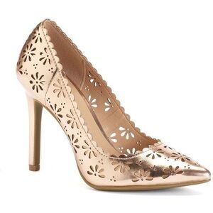 Lauren Conrad Rose Gold Floral cutout heels